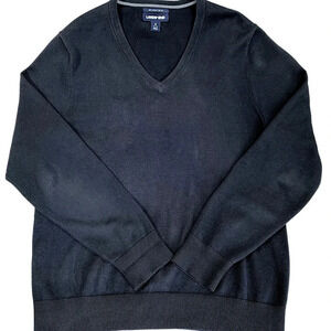 Lands' End Classic 100% Supima Cotton V Neck Lightweight Sweater Size S Black